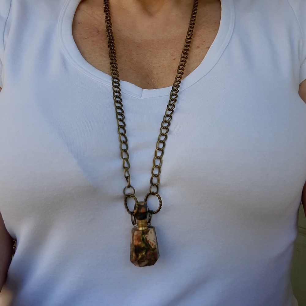 Bronze Orange Sea Sediment Vial Necklace - Picture 11 of 15